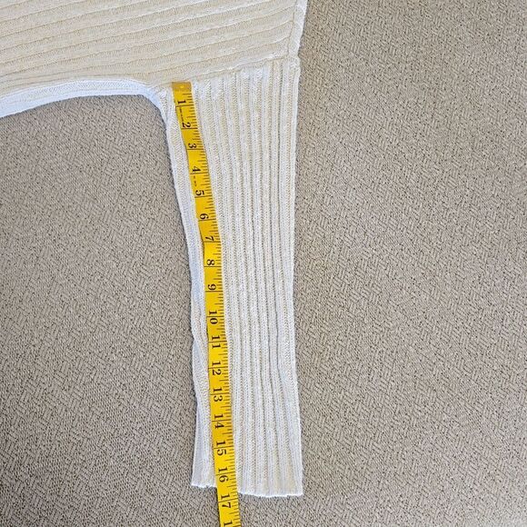 American Eagle Cream Beach Coastal Cotton Knit V-Neck Cardigan - Size Medium - Picture 12 of 14